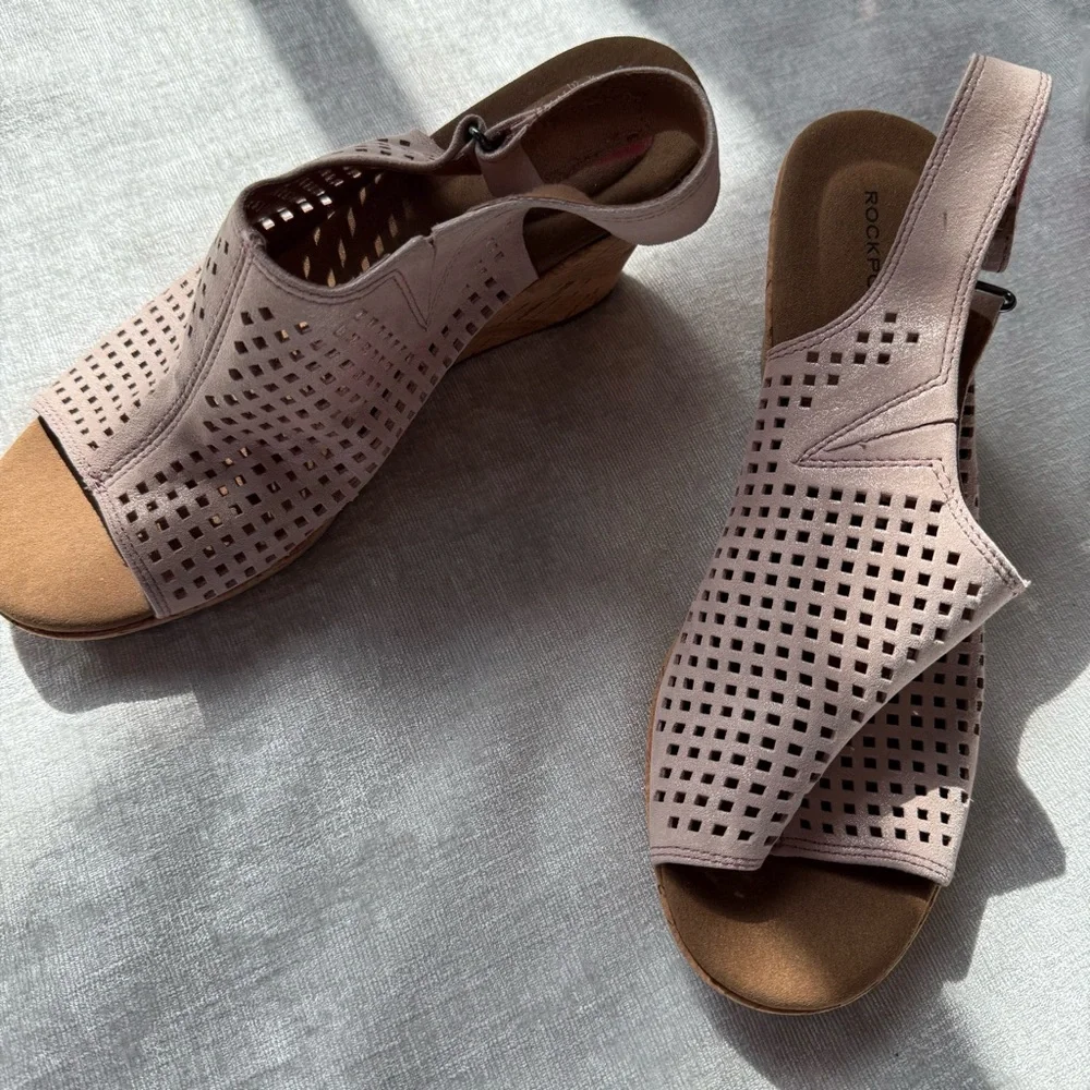 Rockport Pink Wedge Shoes with Perforated Design